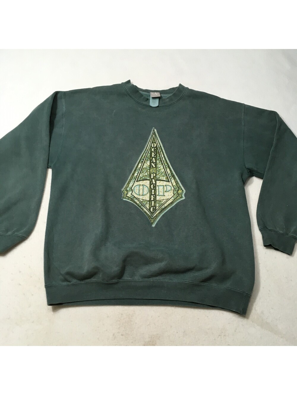 Vintage 80s 90s Ocean Pacific Surf Skate green Men’s Large Sweatshirt arrowhead